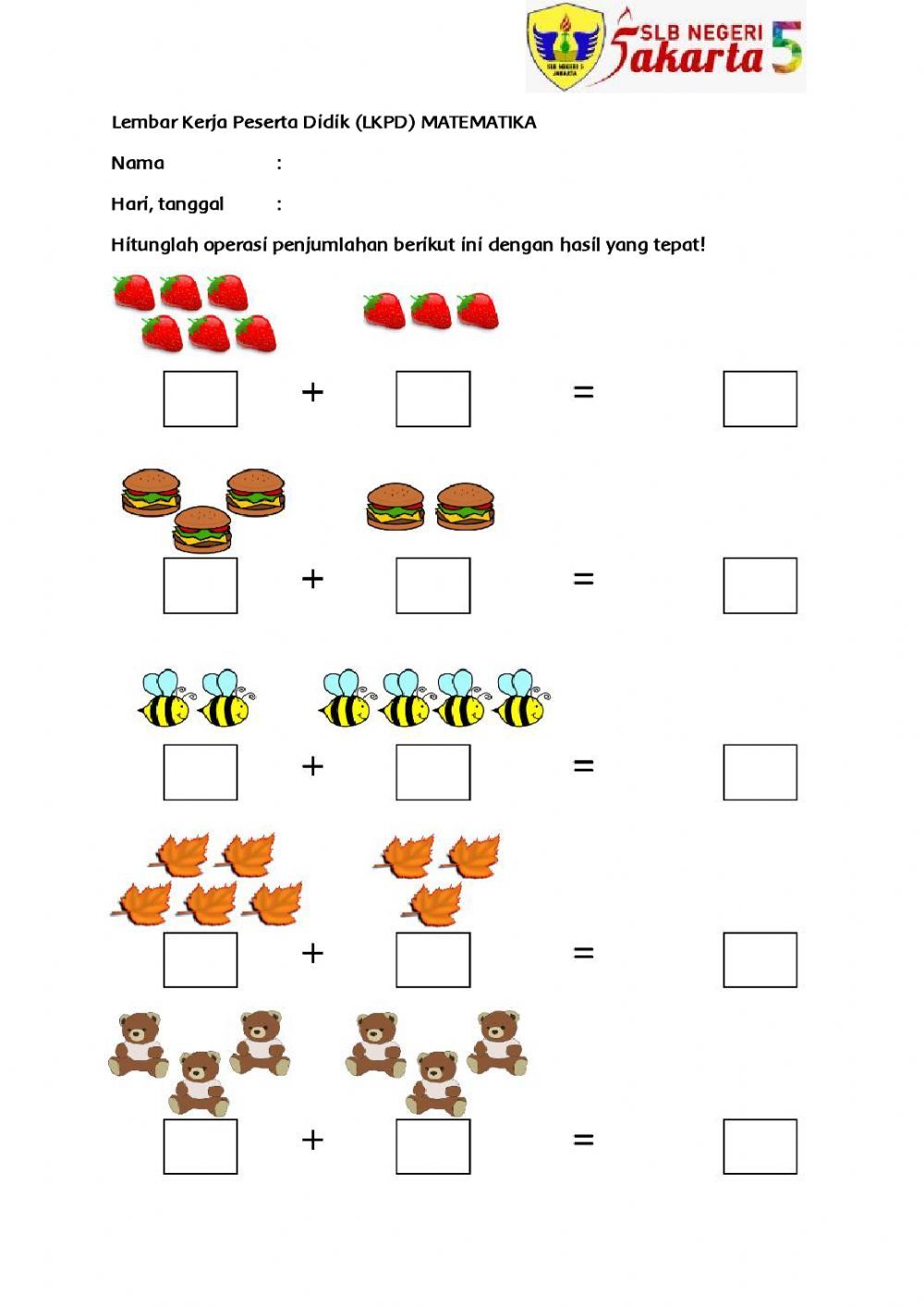 Penjumalahan Dan Pengurangan Indonesia Worksheet For Kids Lembar - Free