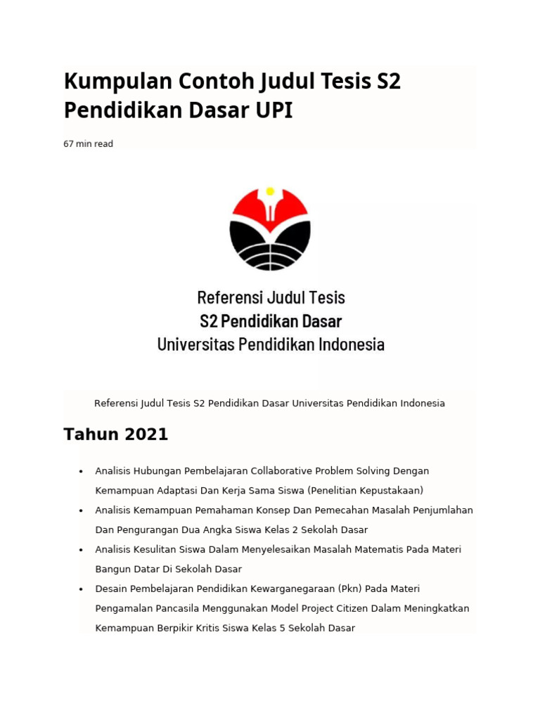 5 Contoh Membuat Tesis S2 Pendidikan Dasar yang Wajib Diketahui Mahasiswa Pascasarjana