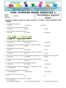 5 Contoh Soal Agama Ulangan Akhir Sekolah Anak SD Kelas 1 yang Wajib Orang Tua Tahu