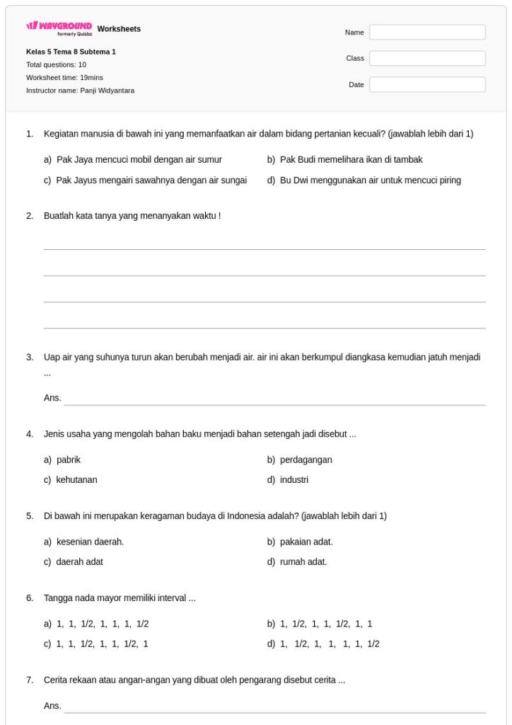 5 Fakta Mengejutkan Soal Tema 8 Sub Tema 1 Kelas 5 yang Jarang Diketahui