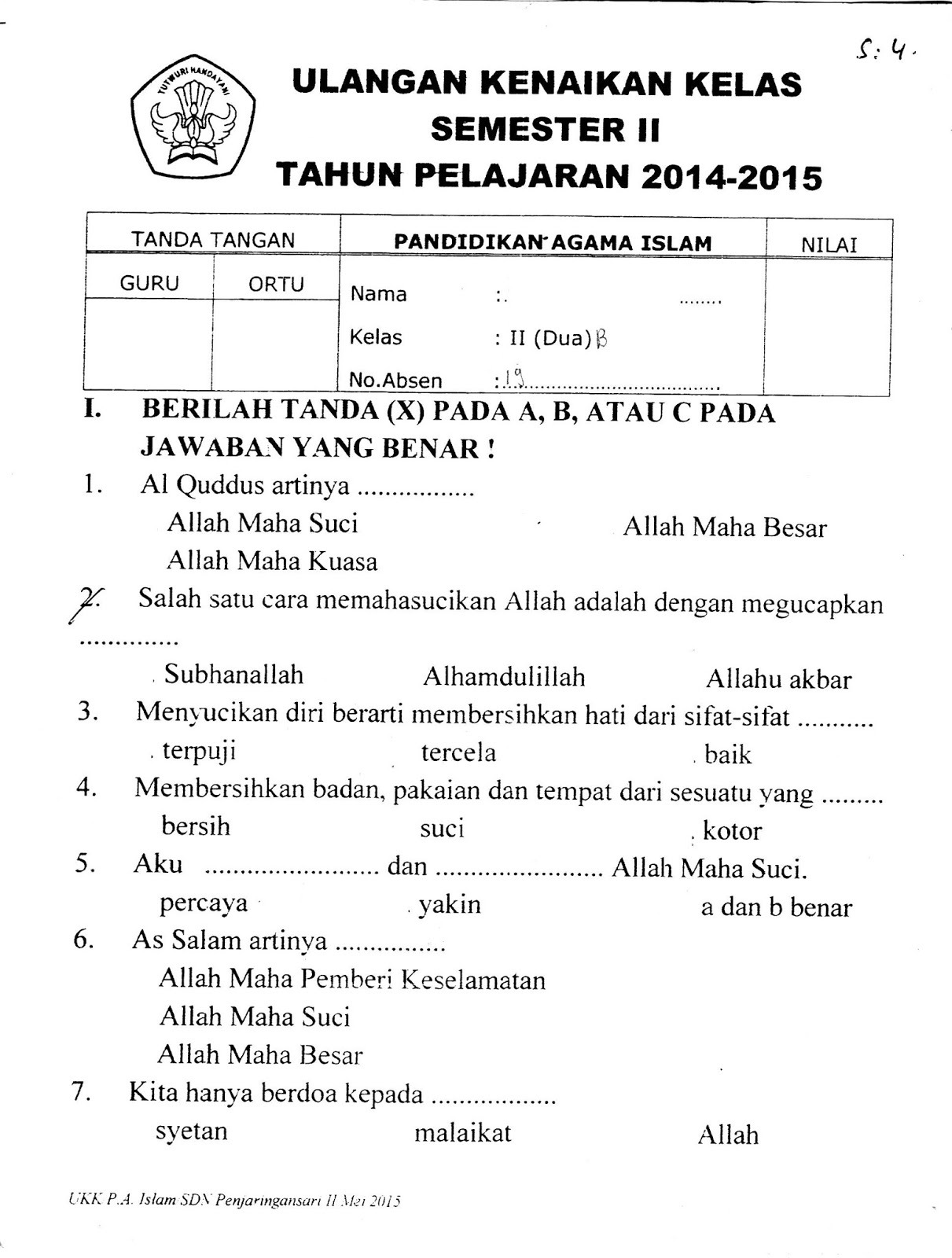 contoh soal agama islam kelas 3 sd kurikulum 2013 contoh soal agama islam kelas 3 sd kurikulum 2013