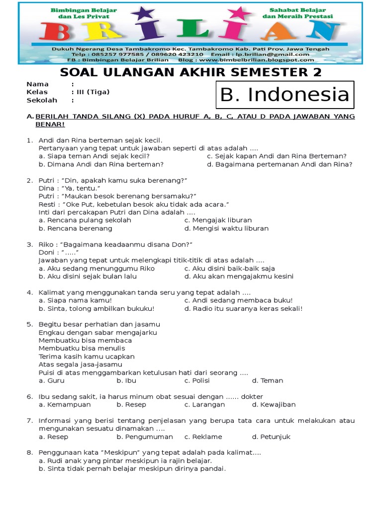 5 Rahasia Kunci Jawaban Post Test Modul BK untuk Soal Kelas 3 SD Bahasa Indonesia