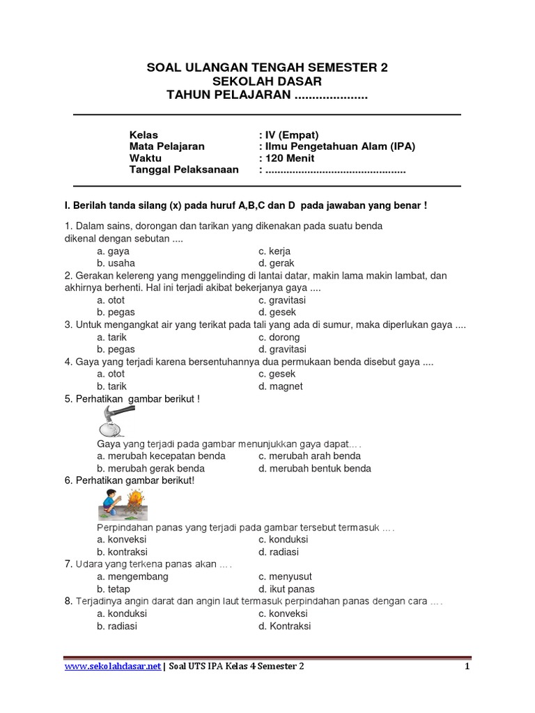 5 Soal UTS IPA Kelas 4 SD Semester 1 Kurikulum 2013 yang Wajib Dikuasai Sebelum Ujian