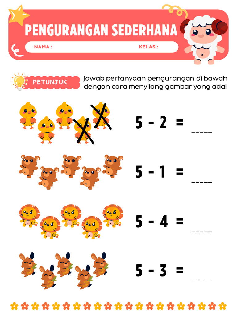 Soal Pengurangan Bergambar Kelas 1 PDF