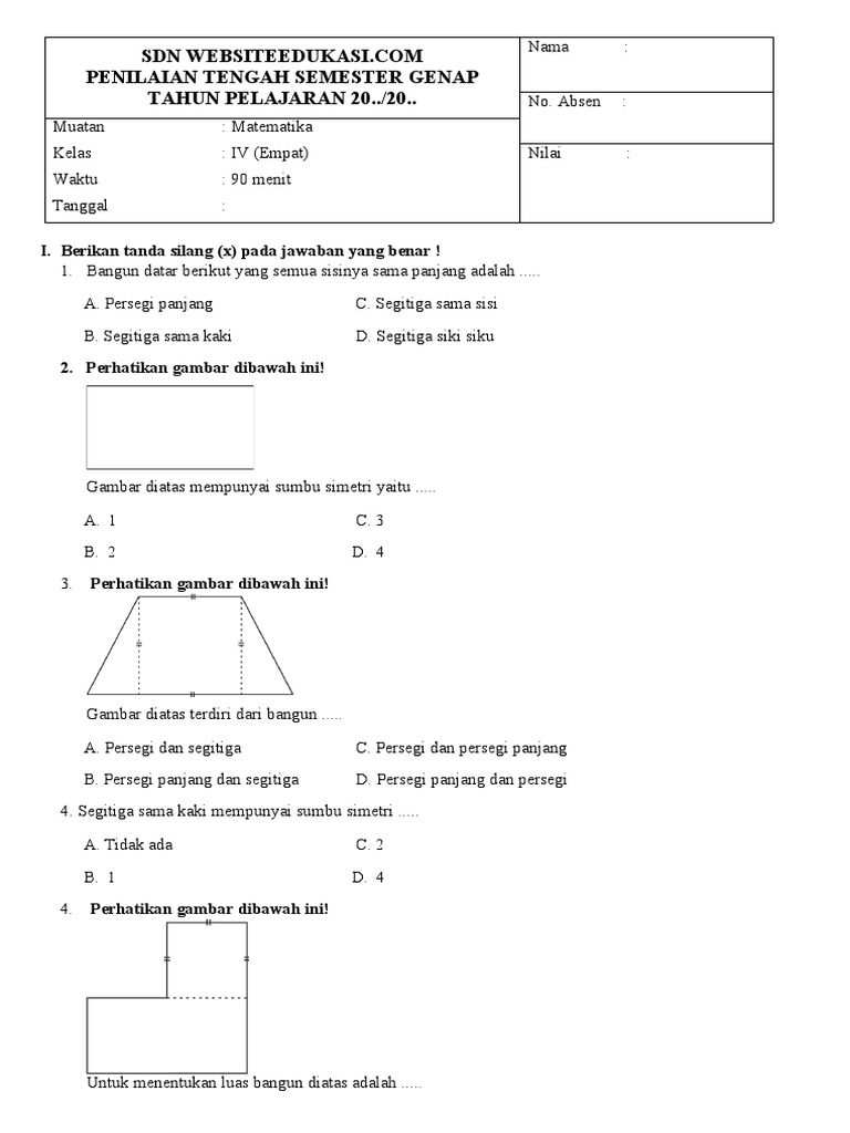 7 Contoh Soal PTS Matematika Kelas 4 K13 Semester 2 Terbukti Bantu Nilai Naik Sekarang