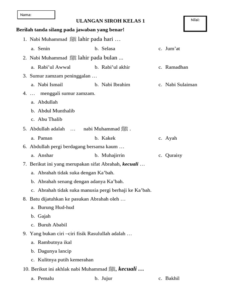 7 Contoh Soal Siroh untuk Anak SDI Kelas 1 yang Seru dan Mudah Dipahami Ternyata Bikin Cepat Hafal