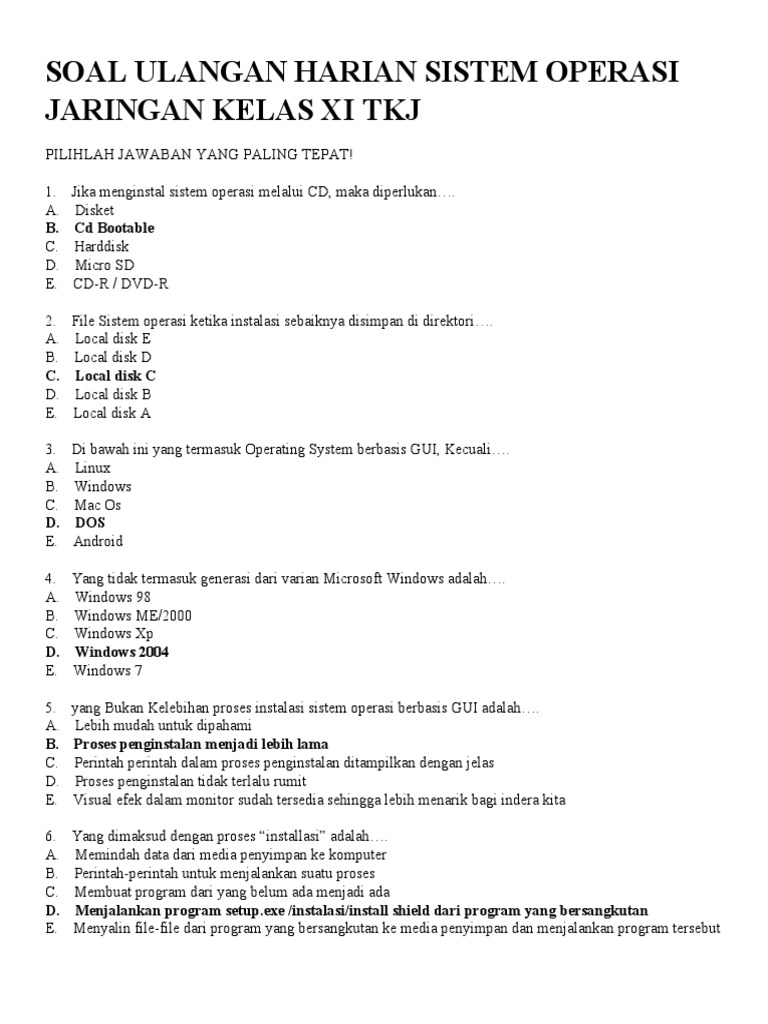 80 Contoh Soal Sistem Operasi Jaringan Kelas 11 Semester 1 Ternyata Sering Muncul di Ujian, Wajib Tahu Sebelum Terlambat 80 Contoh Soal Sistem Operasi Jaringan Kelas 11 Semester 1 Ternyata Sering Muncul di Ujian, Wajib Tahu Sebelum Terlambat