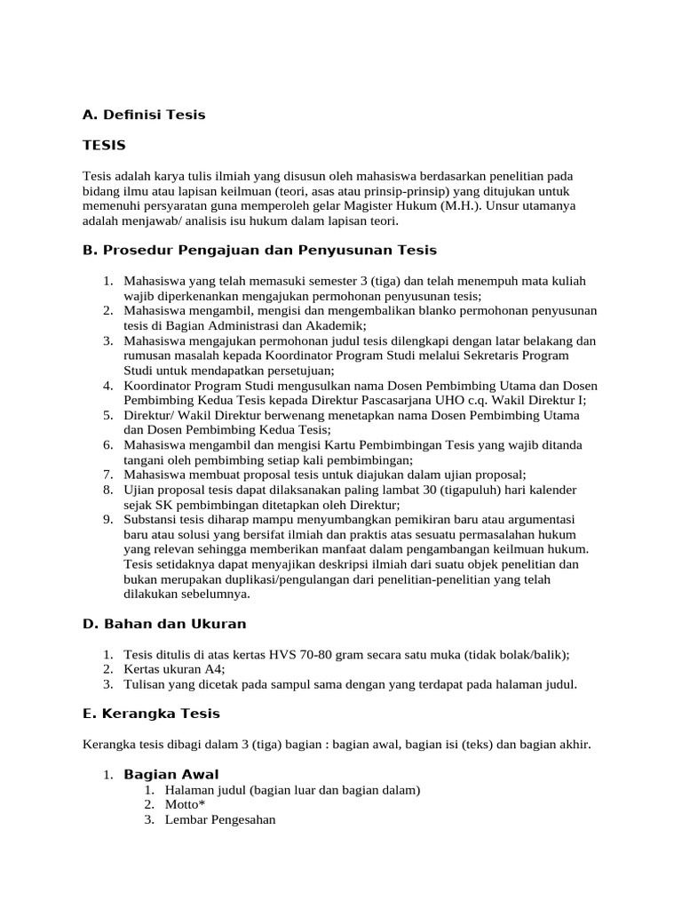 Panduan Penyusunan Tesis Hukum M H PDF