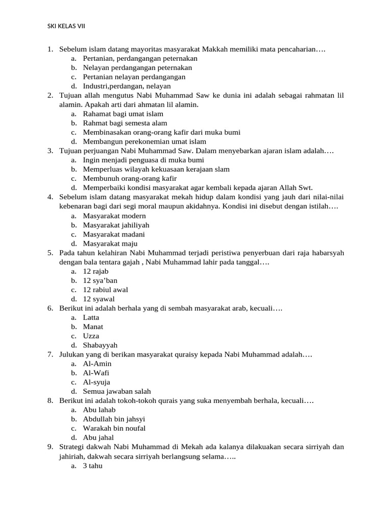 Contoh Soal SKI Kelas 7 Semester 1: 5 Tipe Soal Wajib Kamu Tuntaskan Sebelum Ujian 2026