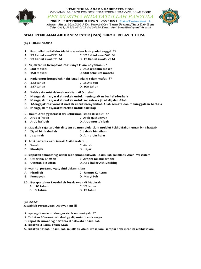 Ini Dia 7 Contoh Soal Siroh Kelas 1 MI Semester 2 yang Sering Muncul di Ujian, Wajib Tahu Sebelum Terlambat!