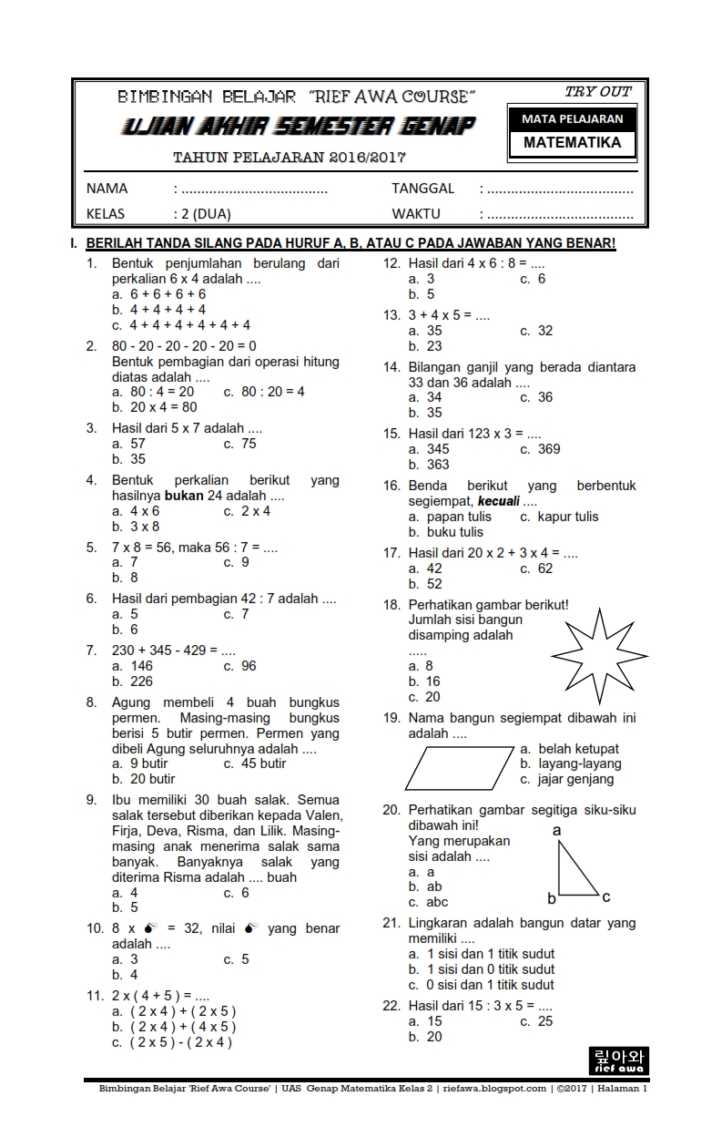 Panduan Lengkap Kisi-kisi Soal Matematika Akhir Semester 2 Kelas 4
