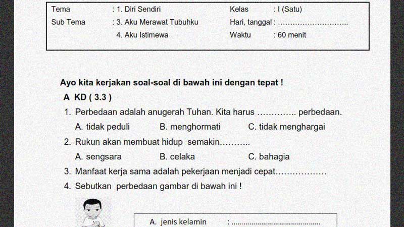 Rahasia Kisi Kisi Soal kelas 1 tema 1 subtema 3 OMI Kemenag 2026, Materi Wajib Diketahui