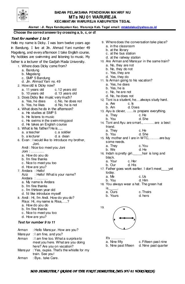 Rahasia Skor Tinggi Kerjakan Soal Bahasa Inggris Kelas 7 Semester 1 Bab 2 Ini