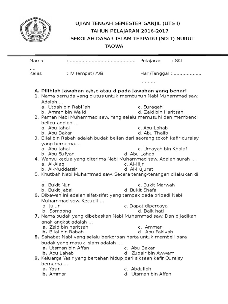 Terbukti! 5 Contoh Soal SKI Kelas 4 Semester 1 yang Bantu Naik Nilai Sebelum Ujian Terbukti! 5 Contoh Soal SKI Kelas 4 Semester 1 yang Bantu Naik Nilai Sebelum Ujian