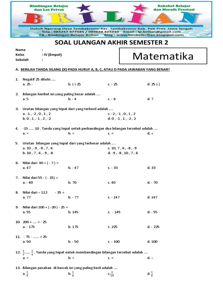Terbukti! 5 Tips Cepat Menguasai contoh soal pts matematika kurtilas kelas 4 sd semester 2