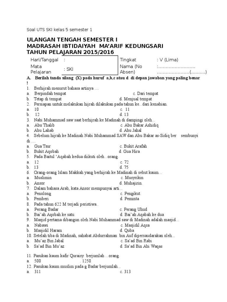 Ternyata Ini Pola Soal SKI Kelas XI Semester 1 Kurikulum 2013 yang Wajib Kamu Kuasai Sebelum Ujian