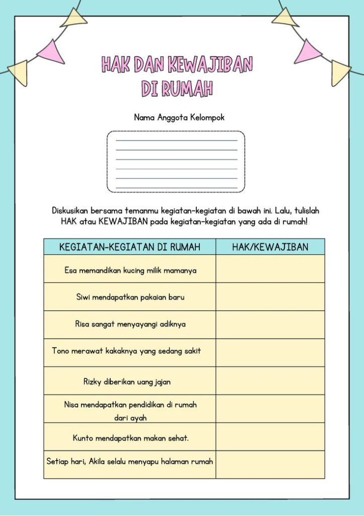 contoh soal hak dan kewajiban kelas 4 sd