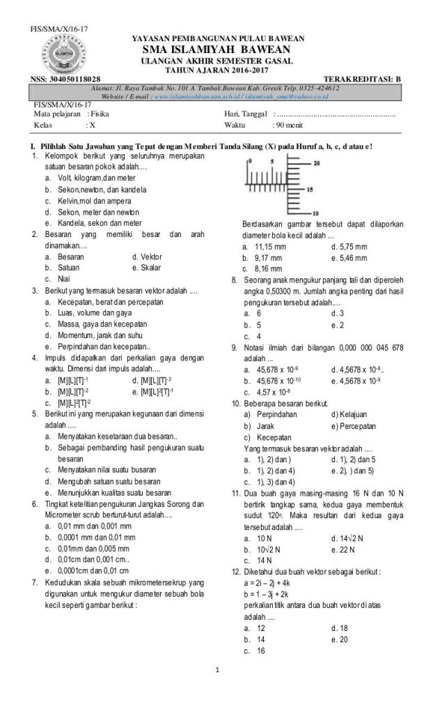 contoh soal korespondensi kelas 10 semester 2